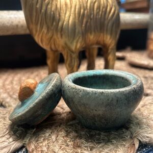 Organic studio pottery trinket dish with lid
